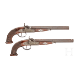 A cased pair of percussion pistols, Johann Adam Kuchenreuter in Regensburg, circa 1840