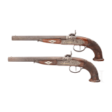 A cased pair of percussion pistols, Johann Adam Kuchenreuter in Regensburg, circa 1840