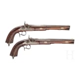 Ein Paar lange Scheibenpistolen mit L&auml;ufen von Johann Jacob Kuchenreuter, J. W. Klattenberg, Dorpat (Estland), um 1850
