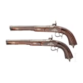 Ein Paar lange Scheibenpistolen mit L&auml;ufen von Johann Jacob Kuchenreuter, J. W. Klattenberg, Dorpat (Estland), um 1850