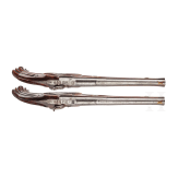 Ein Paar lange Scheibenpistolen mit L&auml;ufen von Johann Jacob Kuchenreuter, J. W. Klattenberg, Dorpat (Estland), um 1850
