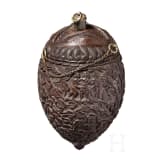 A Dutch-Colonial, probably Indonesian coconut powder horn, 19th century
