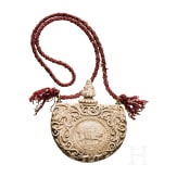 A German carved powder flask made of ivory, 19th century