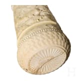 A German silver-mounted powder flask of ivory, mid-19th century