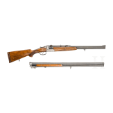 A cased double-barrelled over-and-under rifle by Hambrusch with three extra barrels