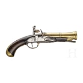 Milit&auml;rische Steinschlosspistole mit Tromblonlauf aus Messing, wohl Italien, 1. H&auml;lfte 19. Jhdt.