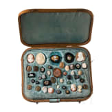 An Italian extensive stone and gem collection in old leather case, 19th century and earlier