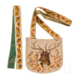 A hunting bag and rifle strap with pearl embroidery, German, mid-19th century