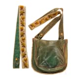 A hunting bag and rifle strap with pearl embroidery, German, mid-19th century
