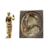 A German bronze plaque and a figurine, 17th century