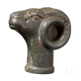 A Celtic ram's head finial, circa 4th century B.C.