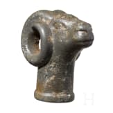 A Celtic ram's head finial, circa 4th century B.C.