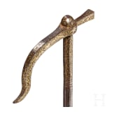 A gold damascened Persian war hammer, 19th century
