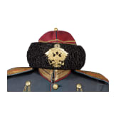 A "Boyar" fur hat and parade uniform jacket for a first lieutenant in the Russian 17th Dragoon Regiment from Nizhny Novgorod, circa 1910