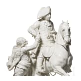 A porcelain group "Frederick the Great on horseback with hussar", Meissen, 20th century
