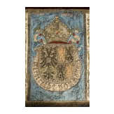 Ludwig der Bayer (1282 oder 1286 - 1347), ab 1314 König und ab 1328 Kaiser des Hl. Römischen Reichs - Renaissance-Tapisserie um 1600 mit seinem königlichen Wappen sowie dem seiner Frau Margarethe von Holland (ca. 1307/10 - 1356)