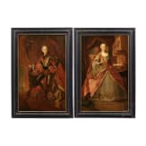 Elector Karl Theodor of Bavaria (1724-99) and his wife Elisabeth Auguste of Pfalz-Sulzbach 1721-94 – a pair of portrait paintings from Royal Bavarian provenance