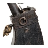 A German wooden musketeer powder flask, circa 1600