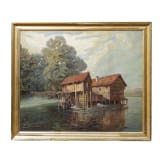 Joan Anacker (1878 - 1955) - M&uuml;hle am See bei H&ouml;rbering in Oberbayern