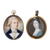 Zwei Medaillons mit Portraitminiaturen, europ&auml;isch, Ende 18. Jhdt.