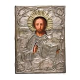 Ikone des Christus Pantokrator mit Silber-Oklad