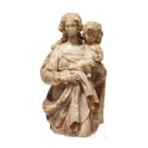 Madonnenfigur mit Jesuskind, Alabaster, fl&auml;misch, 16./17, Jhdt.