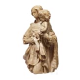 Madonnenfigur mit Jesuskind, Alabaster, fl&auml;misch, 16./17, Jhdt.