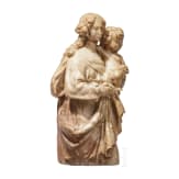 Madonnenfigur mit Jesuskind, Alabaster, fl&auml;misch, 16./17, Jhdt.