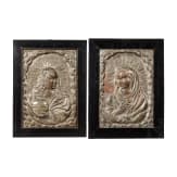 Zwei versilberte Reliefs, Jesus und Maria, s&uuml;ddeutsch, um 1700