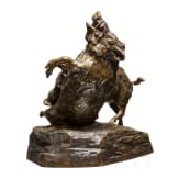 Friedrich Gornik (1877 - 1943) - Bronzeskulptur "K&auml;mpfende Keiler"