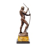 H. Riese - Bronzefigur eines Bogenspanners, 20. Jhdt.