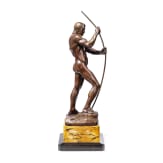 H. Riese - Bronzefigur eines Bogenspanners, 20. Jhdt.