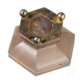 Hexagonale Achatschale auf vergoldetem Silberstand, s&uuml;ddeutsch, 19. Jhdt.