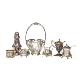 Sechs Silberobjekte f&uuml;r eine Tee-/Kaffetafel, deutsch, um 1900