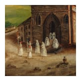 Uhrenbild "Kapelle am Fluss", deutsch, 19. Jhdt.