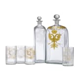 Two Austrian decanters and four glasses, 19th century