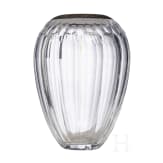 Schwere Kristallglas-Vase mit Silberrand, deutsch, um 1910