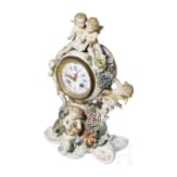 Tischuhr mit Porzellangeh&auml;use, Th&uuml;ringen, um 1900