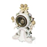Tischuhr mit Porzellangeh&auml;use, Th&uuml;ringen, um 1900