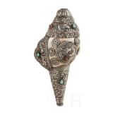Silbermontiertes Schneckenhorn (Shankha), Tibet, 19. Jhdt.