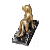 Vergoldete L&ouml;wenskulptur, Bronze, 19. - 20. Jhdt.