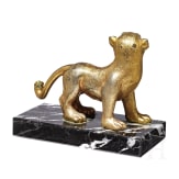 Vergoldete L&ouml;wenskulptur, Bronze, 19. - 20. Jhdt.