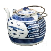 Blau-wei&szlig;e Porzellan-Teekanne, China, 18. Jhdt.