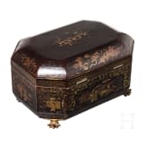 Lack-Teedose mit Goldmalerei, China, 19. Jhdt.