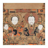 Kolorierter Druck mit Familienportrait, China, 19. Jhdt.