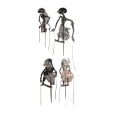 Vier Nang Luang-Schattenspielfiguren, Thailand, um 1900