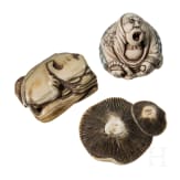 Drei Elfenbein-Netsuke, Japan, 19. Jhdt.