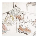 Tuschezeichnung von sechs Samurais, Japan, sp&auml;te Edo-Periode