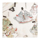Tuschezeichnung einer Hofszene, Japan, sp&auml;te Edo-Periode