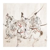 Tuschezeichnung einer Gruppe Samurais, Japan, sp&auml;te Edo-Periode